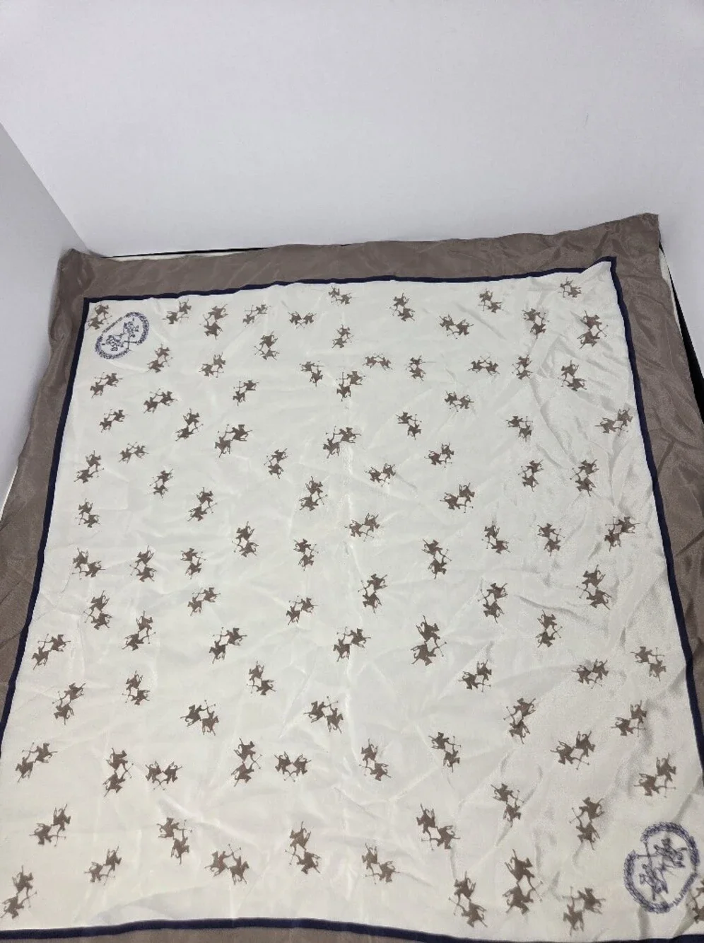 La Martina Saddlery Authentic luxury silk scarf equestrian Beige